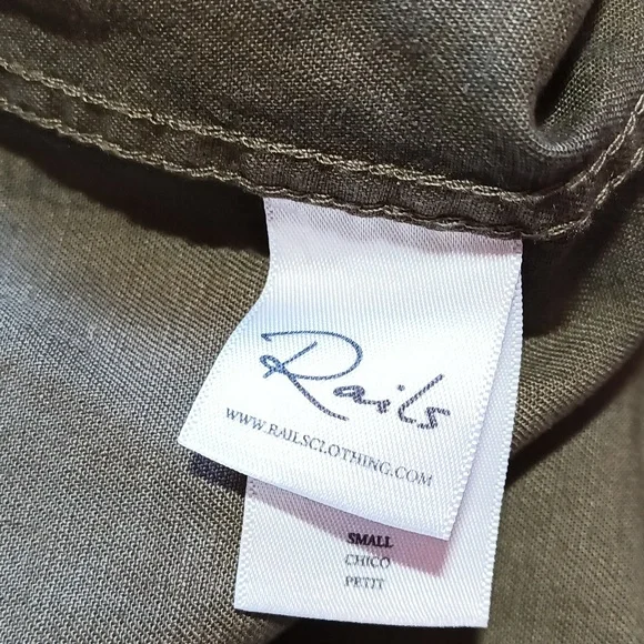 Rails Sandra Olive Black Tye Dye Button-Up Dress Shirt Lagenlook Small - Picture 9 of 11